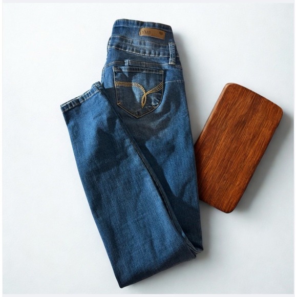 YMI Denim - YMI Women Medium W Distressed High Rise Skinny Jeans Multi Button Fly Size 7/8